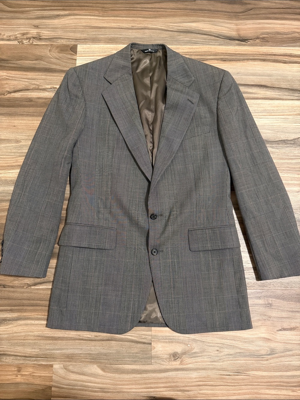 Ralph Lauren Polo University Club Blazer Mens 38L Brown Black Houndstooth Wool